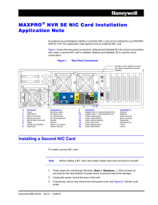 MAXPRO® NVR SE NIC Card Installation Application