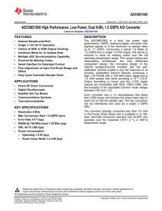 ADC08D1500 High Performance, Low Power, Dual 8