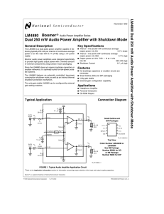 LM4880 Dual 250 mW Audio Power Amplifier with Shutdown Mode