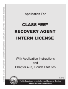 class “ee” recovery agent intern license