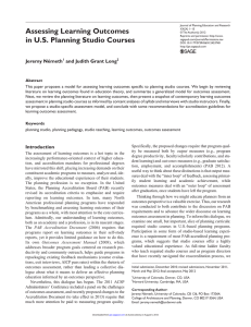 Assessing Learning Outcomes in U.S. Planning Studio Courses