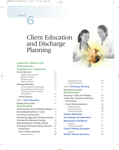 Chapter 6 - Client Education and Discharge Planning