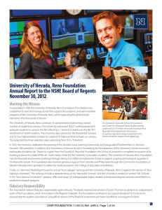 University of Nevada, Reno Foundation Annual Report to the NSHE