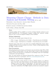 Measuring Climate Change: Methods in Data Analysis and Scientific