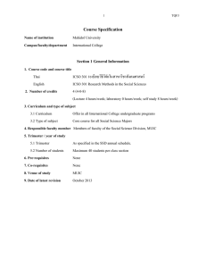 Syllabus - Mahidol University International College