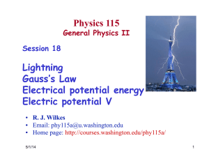 Physics 115 Lightning Gauss`s Law Electrical potential energy