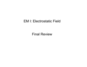 EM I: Electrostatic Field Final Review
