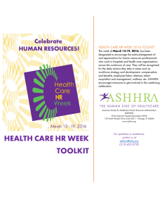 Health Care HR Week Toolkit - American Society for Healthcare