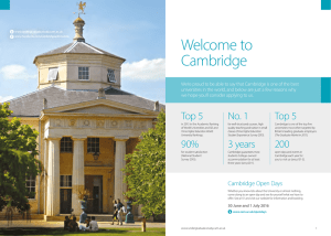 Welcome to Cambridge - Undergraduate Study