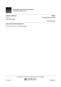 Cambridge International Examinations Cambridge Ordinary Level
