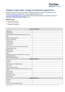 Change in legal entity / change of ownership request form