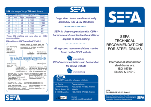 SEFA TECHNICAL RECOMMENDATIONS FOR STEEL DRUMS