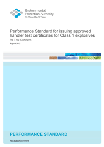 Performance Standard for issuing approved handler test certificates