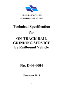 Technical Specification for ON-TRACK RAIL GRINDING SERVICE