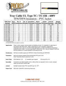 Tray Cable UL Type TC / TC-ER – 600V TFN/TFFN Insulation – PVC