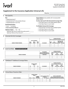 Supplement to the Insurance Application Universal Life