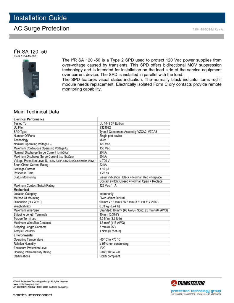 AC Surge Protector SPD I2R DIN-Rail 3 kA Surge Counter