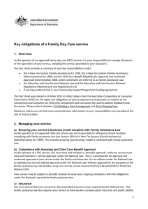Key obligations of a Family Day Care service