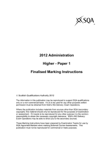 2012 Administration Higher - Paper 1 Finalised Marking