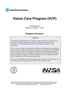 Vision Care Program (VCP) Program Summary