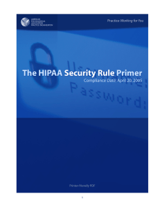 The HIPAA Security Rule Primer
