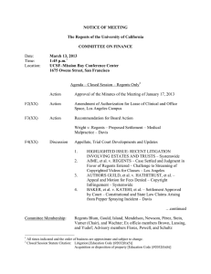 NOTICE OF MEETING The Regents of the University of California
