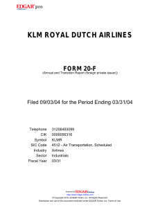KLM ROYAL DUTCH AIRLINES