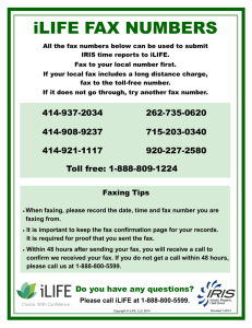 iLIFE FAX NUMBERS