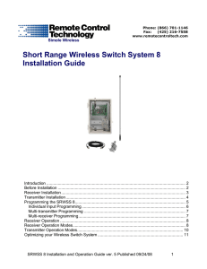 Short Range Wireless Switch System 8 Installation Guide