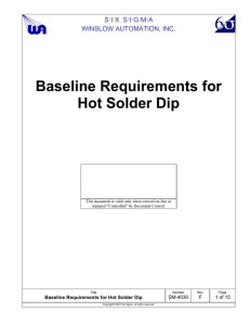 Baseline Requirements for Hot Solder Dip
