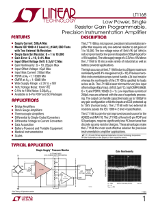 LT1168 - Low Power, Single Resistor Gain Programmable