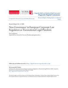 New Governance` in European Corporate Law Regulation as