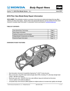 2016 Pilot: New Model Body Repair Information - Techinfo