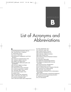 List of Acronyms and Abbreviations