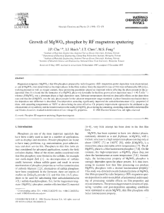 Growth of MgWO, phosphor by RF magnetron sputtering