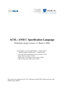 ACSL: ANSI C Specification Language - Frama-C