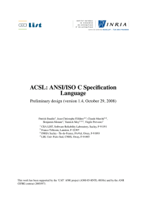 ACSL: ANSI/ISO C Specification Language