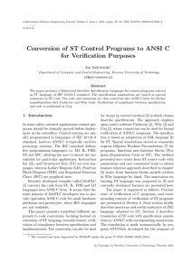 Conversion of ST Control Programs to ANSI C for Verification