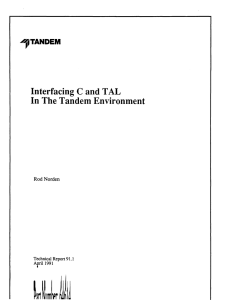Interfacing C and TAL in the Tandem Environment