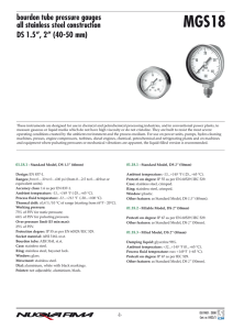 bourdon tube pressure gauges all stainless steel construction DS