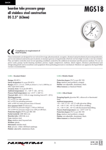 bourdon tube pressure gauge all stainless steel