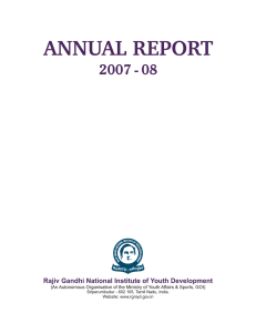 Annual Report - Rajiv Gandhi National Institute of Youth Development