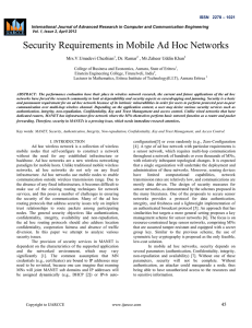 Security Requirements in Mobile Ad Hoc Networks
