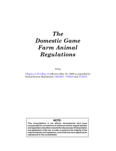 Domestic Game Farm Animal Regulations