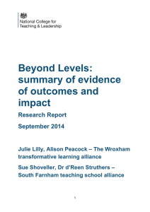 Beyond levels: summary of evidence of outcomes and impact