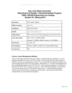 DSID 126 /226 Ergonomics in Design, Spring 2015, Course Schedule