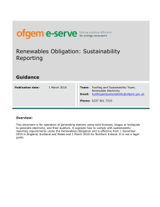 Renewables Obligation: Sustainability Reporting