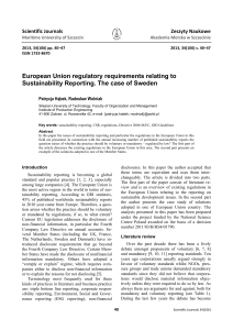 European Union regulatory requirements relating to Sustainability