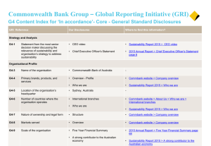 Commonwealth Bank Group – Global Reporting Initiative (GRI) G4