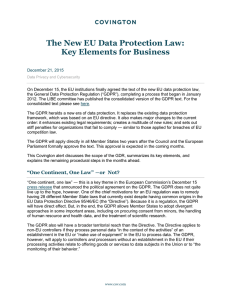 The New EU Data Protection Law: Key Elements for Business
